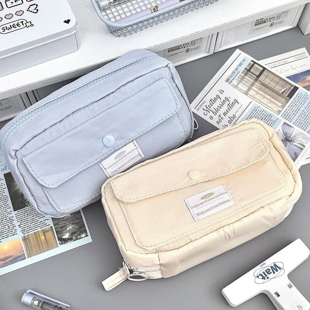 | 【pencil case】 | ✱Bolsa de papelaria multicamadas de alto valor Estojo simples de grande capacidade Caixa de papelaria
