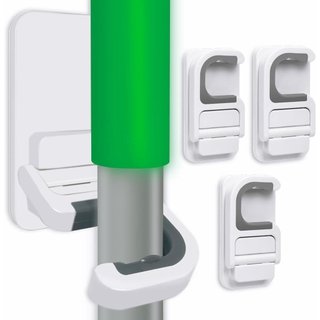 Conjunto de 3 Suportes de Parede para Vassoura e Esfregona, Sem Furos, Organizador de Limpeza Doméstica, Suporta até 6 l