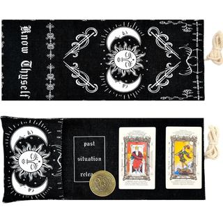 Knana 2 Peças Porta-Cartas de Tarot - Tapete de Linho para Baralho de Tarot com Padrão de Layout, Grande Armazenamento p