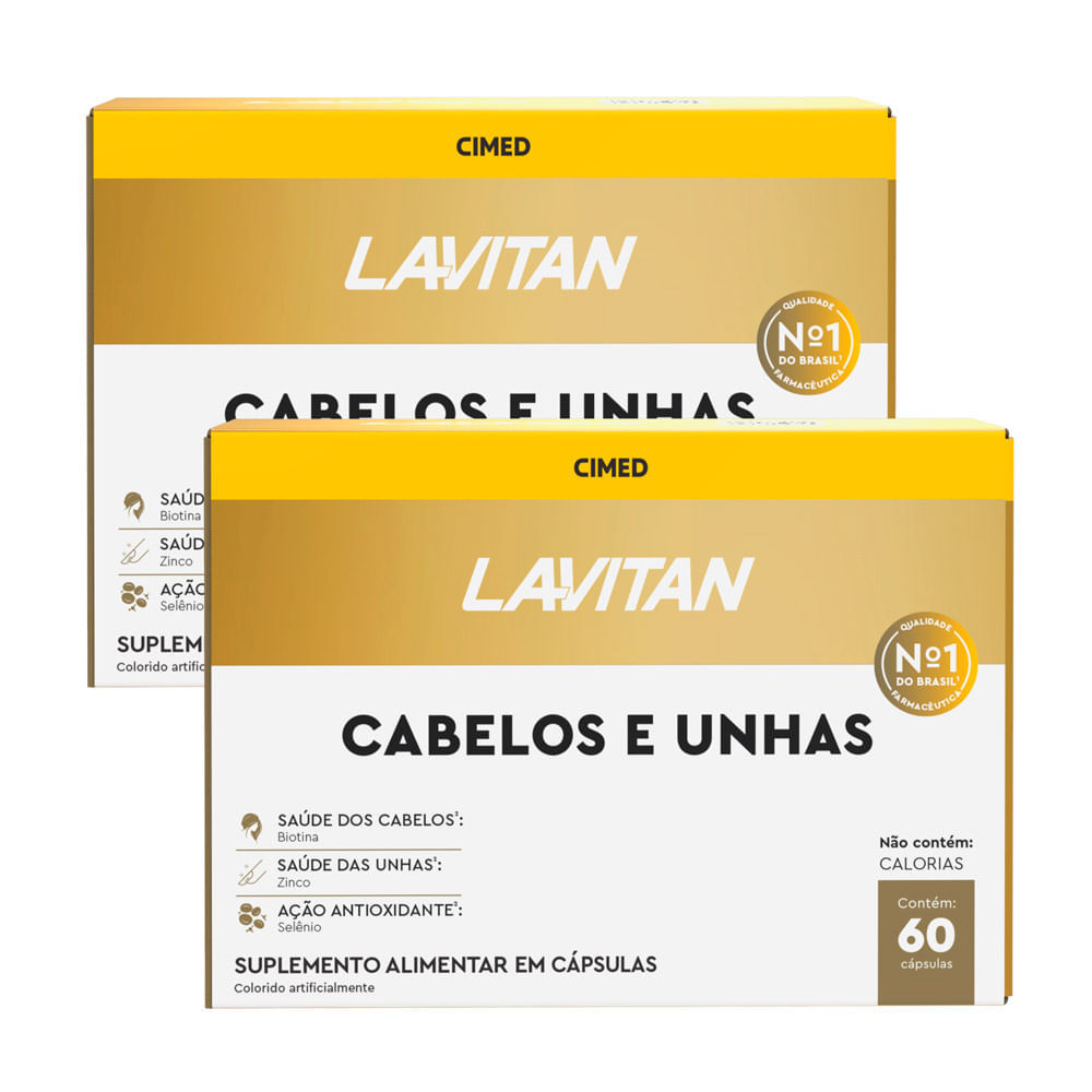 Kit 2 Lavitan Cabelos e Unhas Suplemento Alimentar com 60 Cápsulas