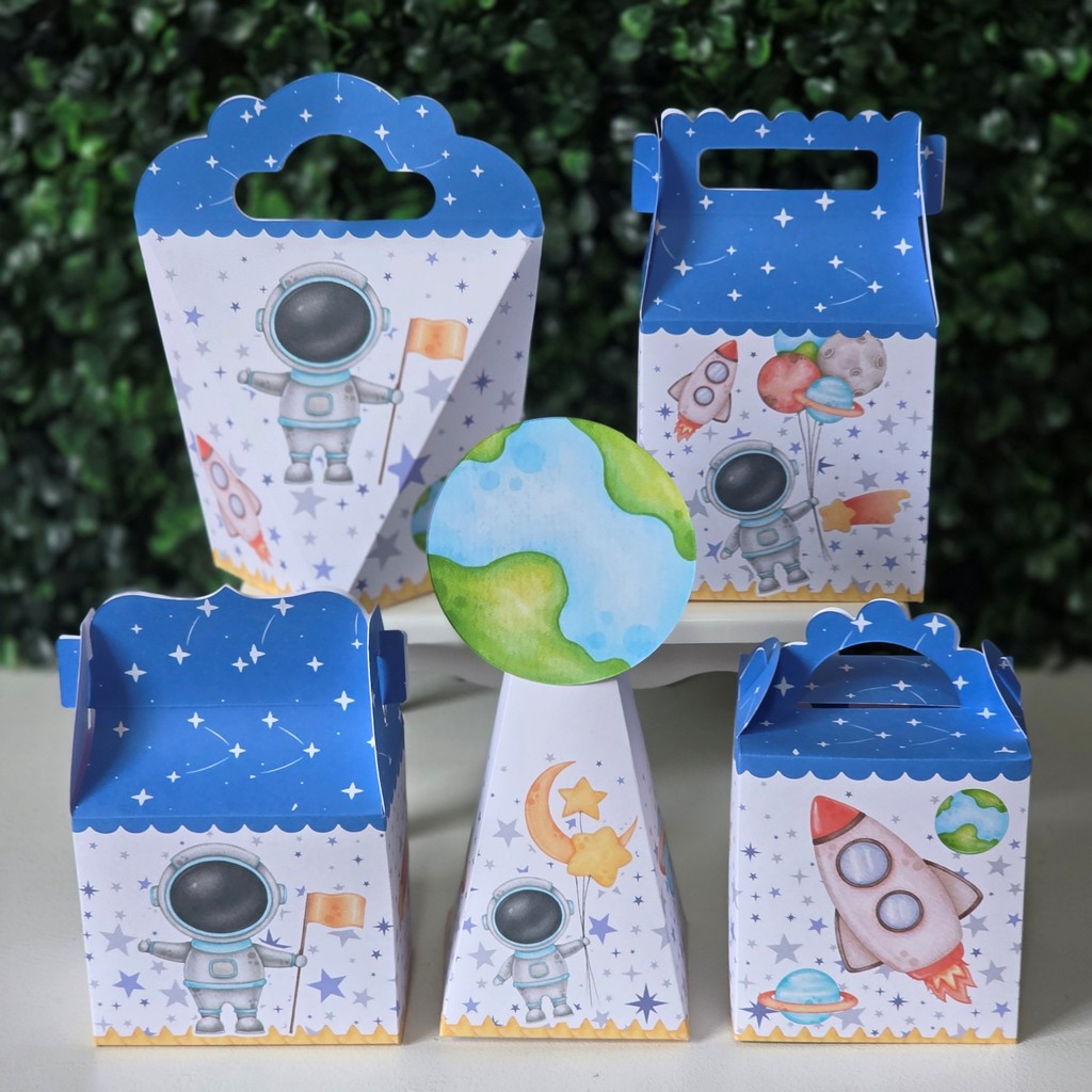 Caixinhas Astronauta MENINO - PEGUE E MONTE - PRONTA ENTREGA kit festa lembrancinhas aniversario mimos decoração