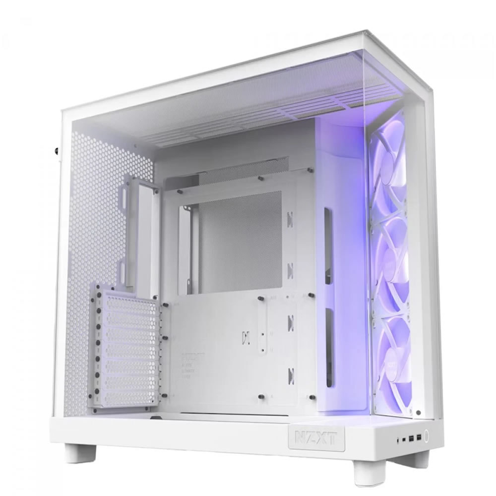 Gabinete Gamer NZXT H6 Flow RGB, Mid Tower, Vidro Temperado, White, ATX, Sem Fon