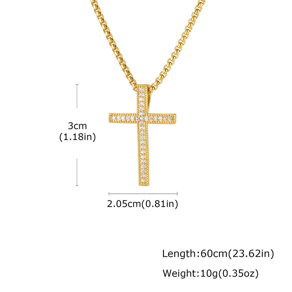 Vnox Bling Cross Pingente Colar Para Homens Mulheres Incrustadas Zircão Caixa De Aço Inoxidável Corrente Hip Hop · foto 2