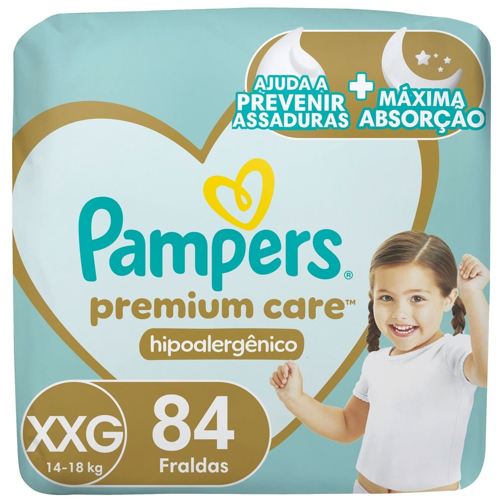 Fralda Pampers Premium Care Tamanho XXG 84 Unidades Descartáveis