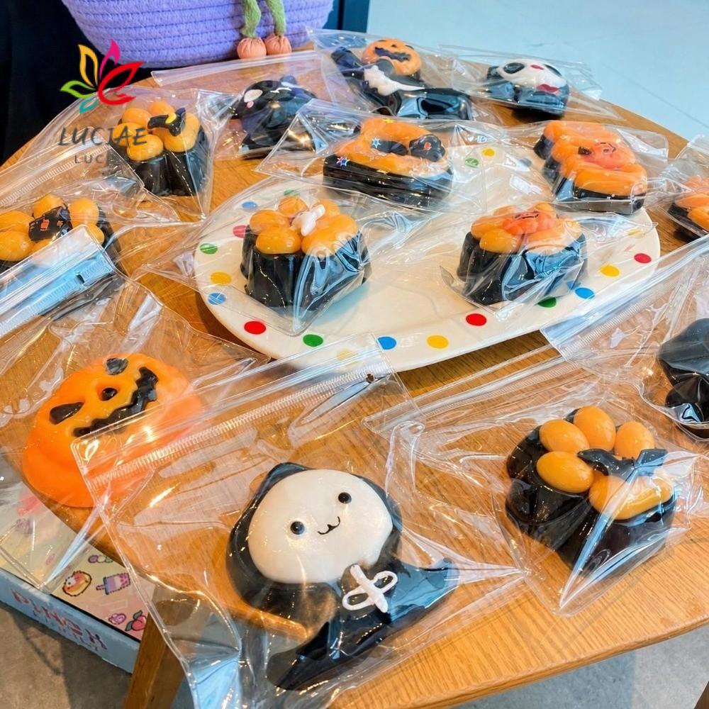 LUCIAE Brinquedos De Apertar De Halloween , Brinquedo Sensorial De Abóbora De Patas De Gato De Descompressão De Recupera