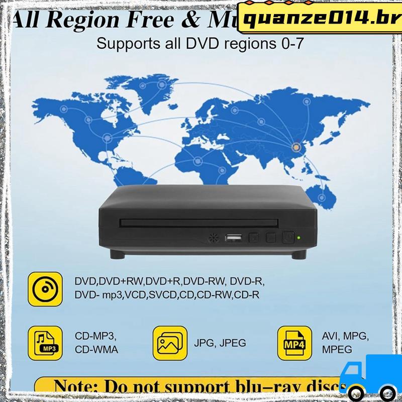 Home Theater Mini DVD Player 1080P Full HD USB TV CD Discos VCD EVD MP3 RW Teatro Controle Remoto AV-Compatível Plugue D