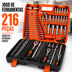 Kit Profissional 37-216 Peças - Jogo Soquetes, Catraca e Chaves Combinadas com Maleta Rígida
