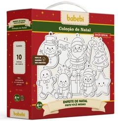 ENFEITES NATALINOS 10 PEÇAS MADEIRA BABEBI COLEÇÃO DE NATAL PRESENTE PAPAI NOEL DECORAÇÃO ÁRVORE