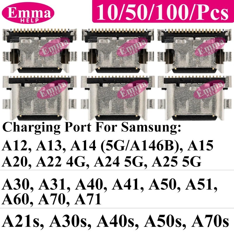 JDT 10-30pcs Porta De Carregamento USB Para Samsung A12 A13 A14 A15 A20 A21S A22 A24 A25 A30 A31 A40 A50 A51 A70 A71 Con