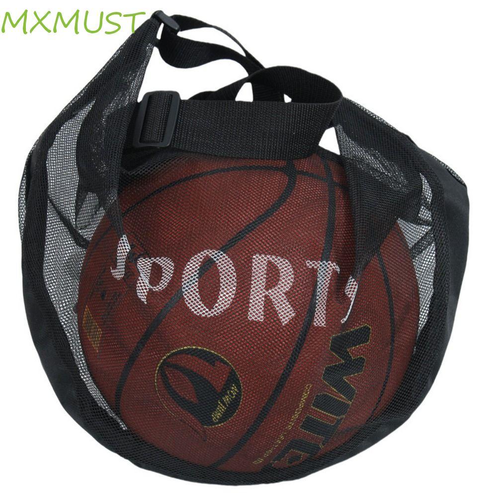 Bolsa De Malha De Basquete MXMUST , Bola Crossbody De Ombro Único Ajustável , Estojo Leve De Armazenamento De Futebol