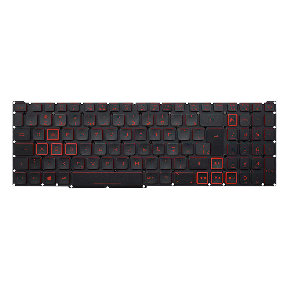 Teclado para Notebook Acer Nitro 5 AN515-54 Vermelho ABNT2 Preto