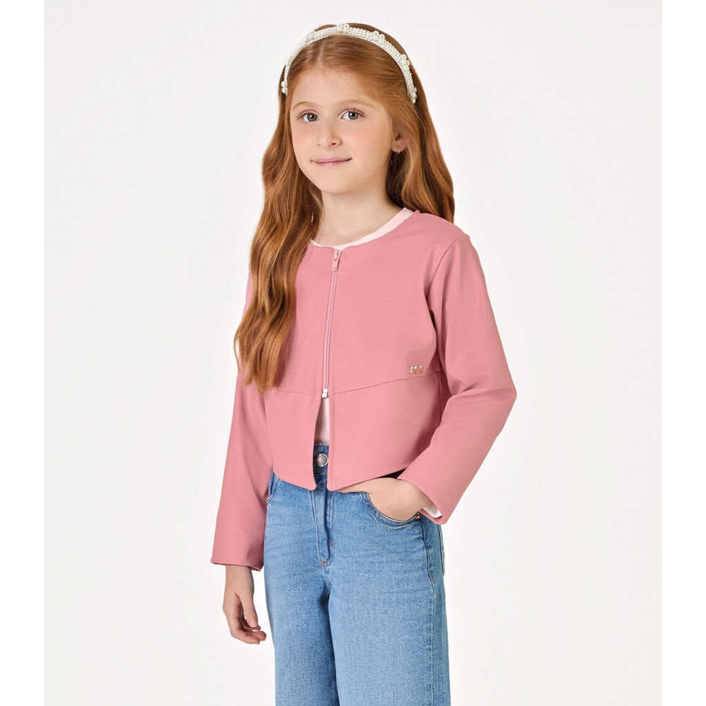 Jaqueta Courino Feminina Infantil Trick Nick Rosa