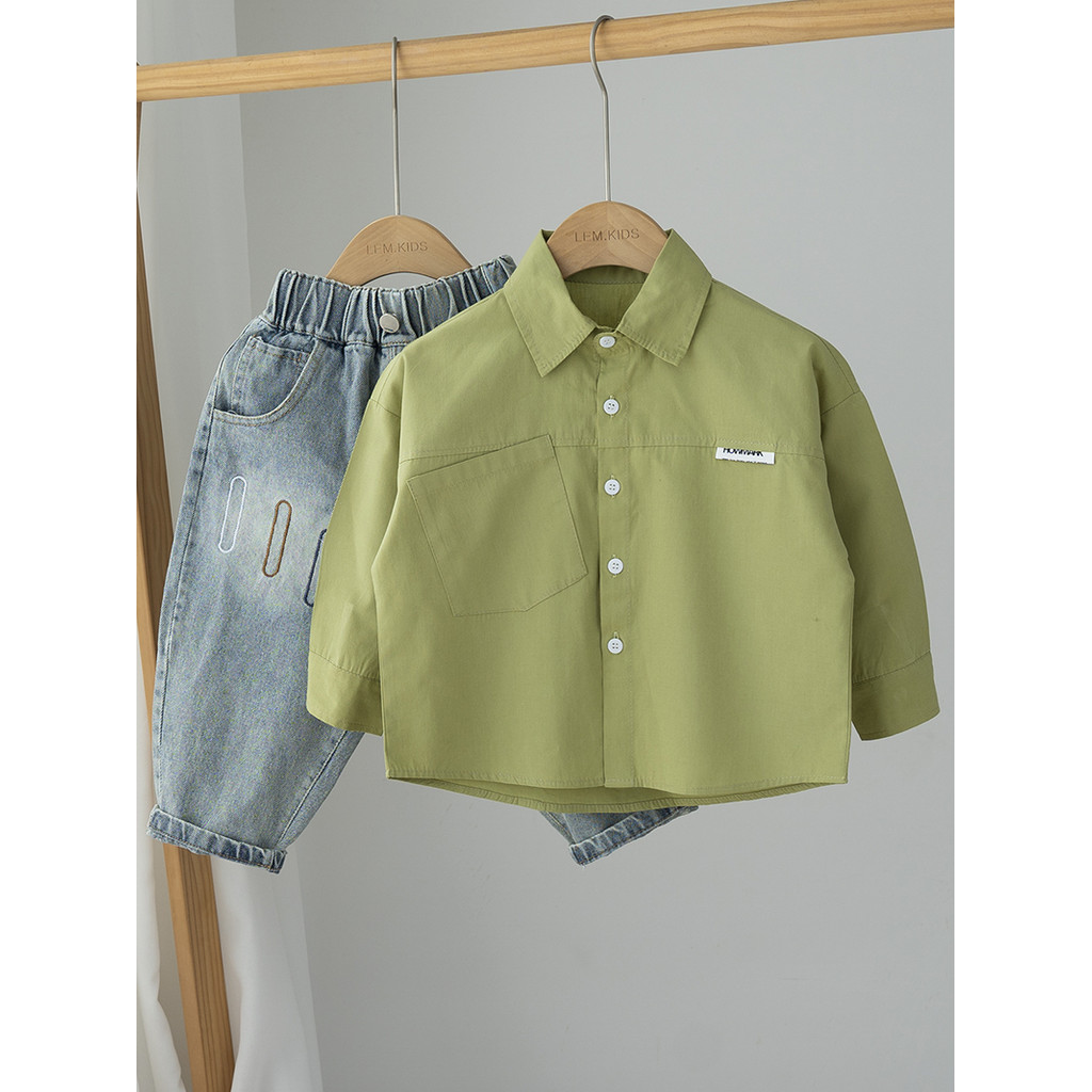 Primavera crianças camisas de manga comprida meninos meninas puro algodão estilo ocidental camisas bebê primavera topos 