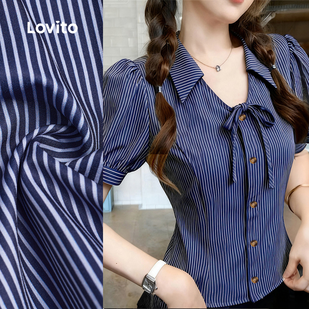 Lovito Casual Blusa De Festa Com Botões Frontais Ideal Para Primavera/verão L165ED669