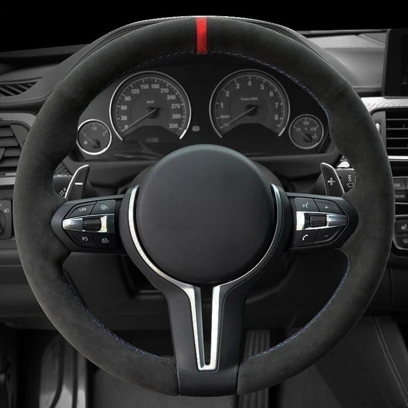 Capa De Volante Do Carro Preto Camurça Couro Genuíno Para BMW M3 M4 2014-2016 F33 428i 2015 F30 320d 328i 330i 2016