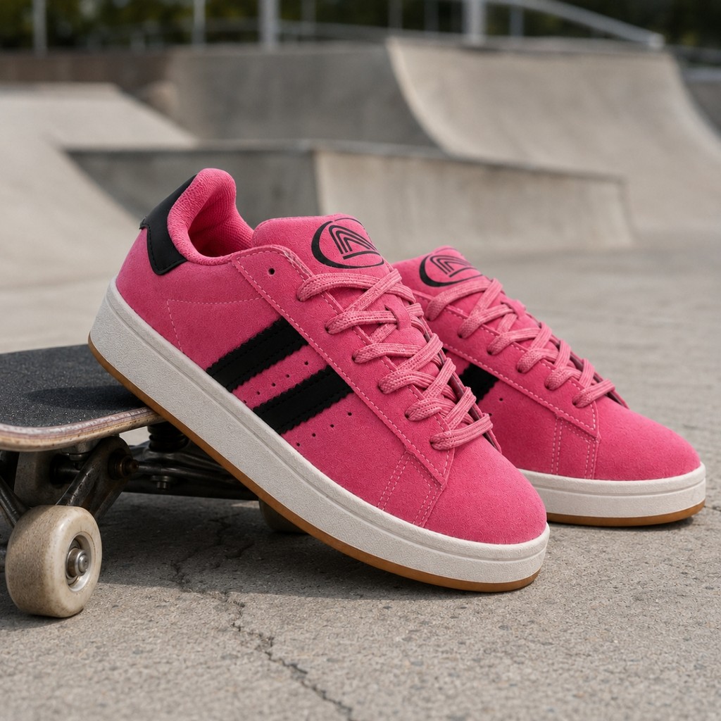 Tênis Feminino Skatista Camurça Casual Cano Baixo Confortável Resistente Streetwear Para o Dia a Dia