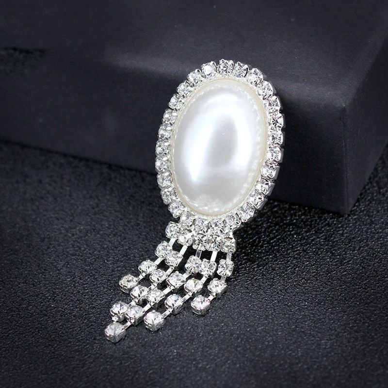 2024 novo estilo coreano moda broche feminino Oval strass borla colar flor acessórios de roupas pino acessórios