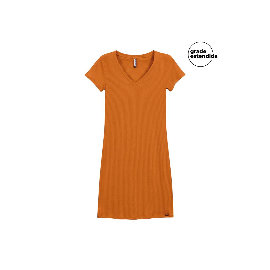 Vestido Feminino Básico Marialícia Mescla Laranja