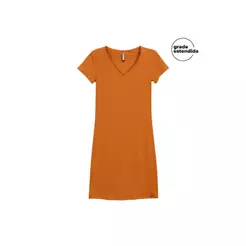 Vestido Feminino Básico Marialícia Mescla Laranja