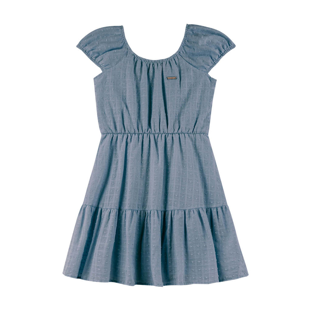 Vestido Infantil Menina Tecido Trabalhado Colorittá Azul