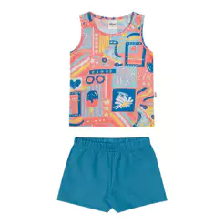 Conjunto Infantil Menina Estampa Verão Elian Coral