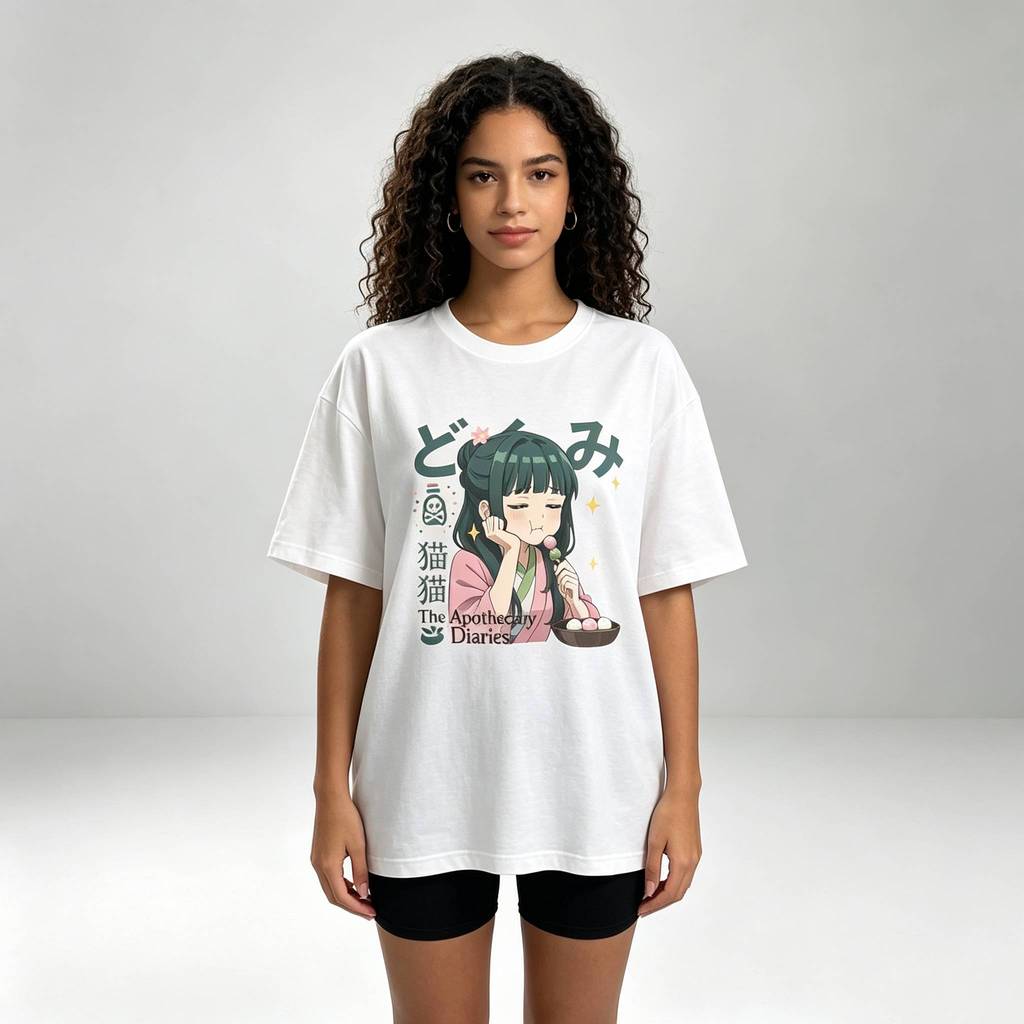 `Camiseta Unissex Maomao Anime 100% Algodão Gola Redonda Manga Curta Streetwear Premium Lançamento Feminino Masculino`