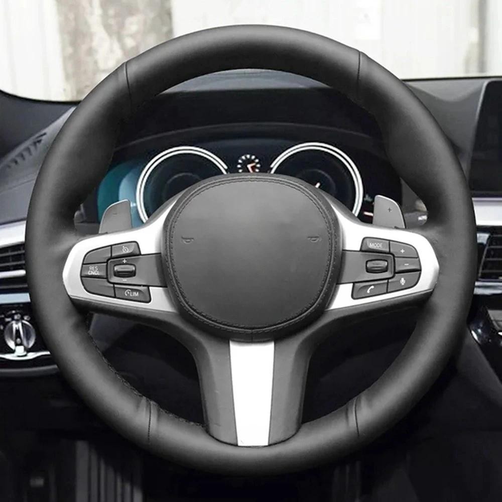 DIY Capa De Volante Do Carro Antiderrapante Preto Couro Artificial Para G30 G31 G32 G20 G21 G14 G15 G16 X3 G01 X4 G02 X5