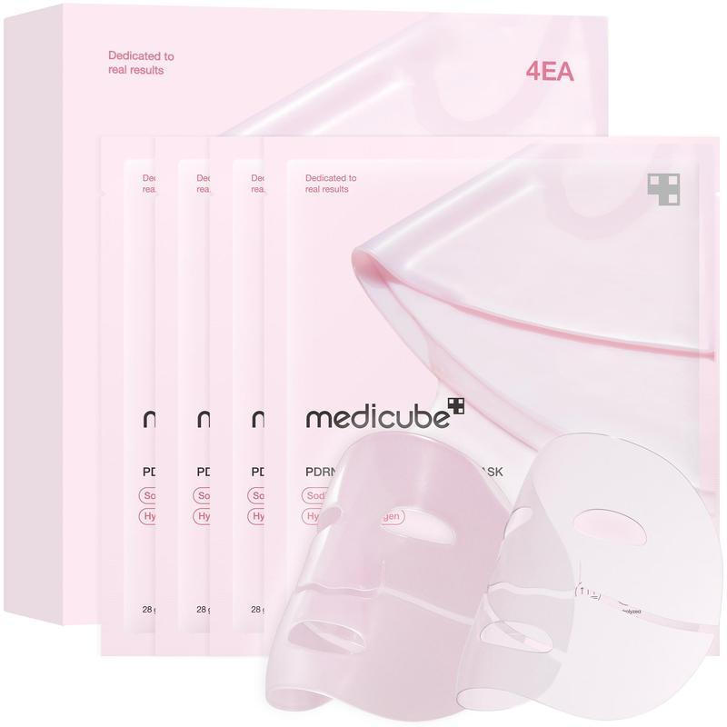 [medicube] Máscara em Gel de Colágeno Pink PDRN (conjunto de 4 peças) |       DNA de salmão, mudança de cor, brilho rosa