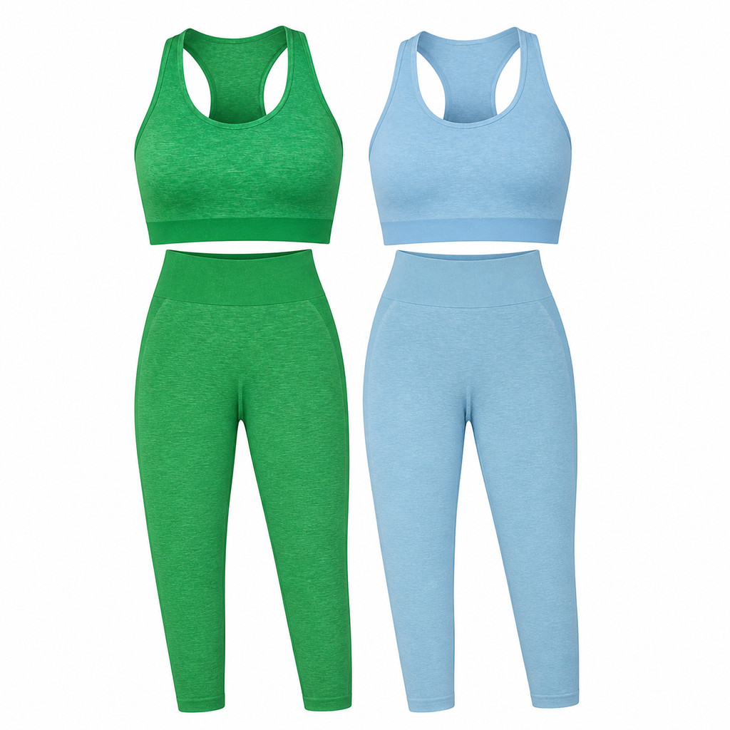Kit 2 Conjuntos Esportivos Femininos Roupa de Academia Feminina Efeito Levanta Bumbum Tecido Que Estica e Volta P ao GG