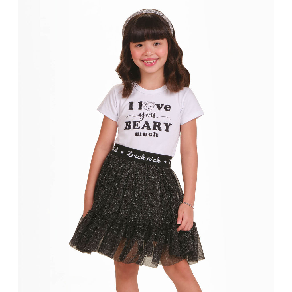 Conjunto Blusa com Saia Menina Trick Nick Preto