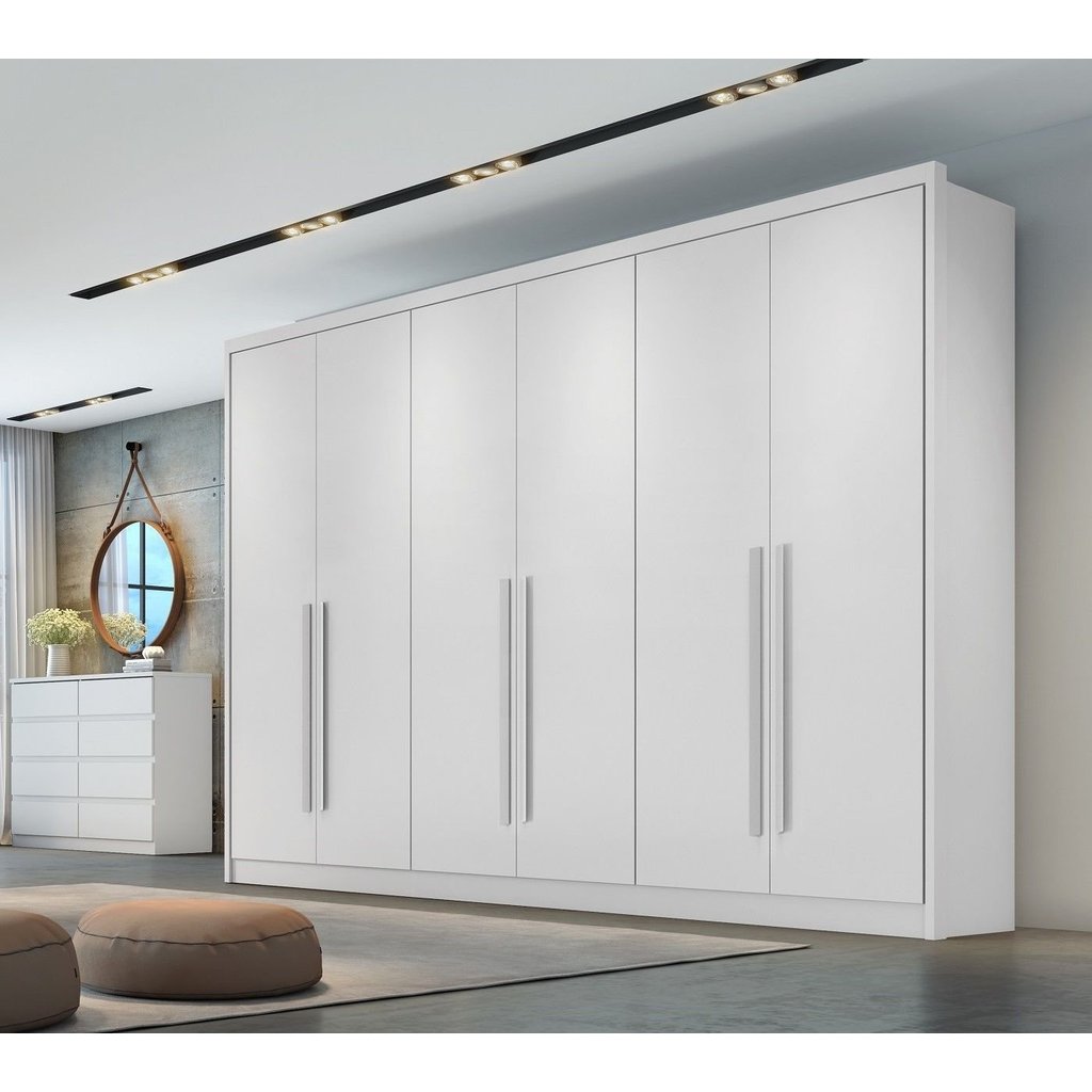 Guarda Roupa Casal MDF 6PORTAS 6GAVETAS Reno Branco Branco