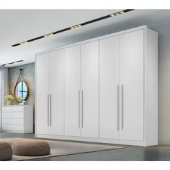 Guarda Roupa Casal MDF 6PORTAS 6GAVETAS Reno Branco Branco