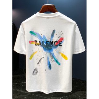 High-End Street Wear impressão colorida bordado de manga curta camiseta masculina 2026 verão novo estilo estilo fino imp