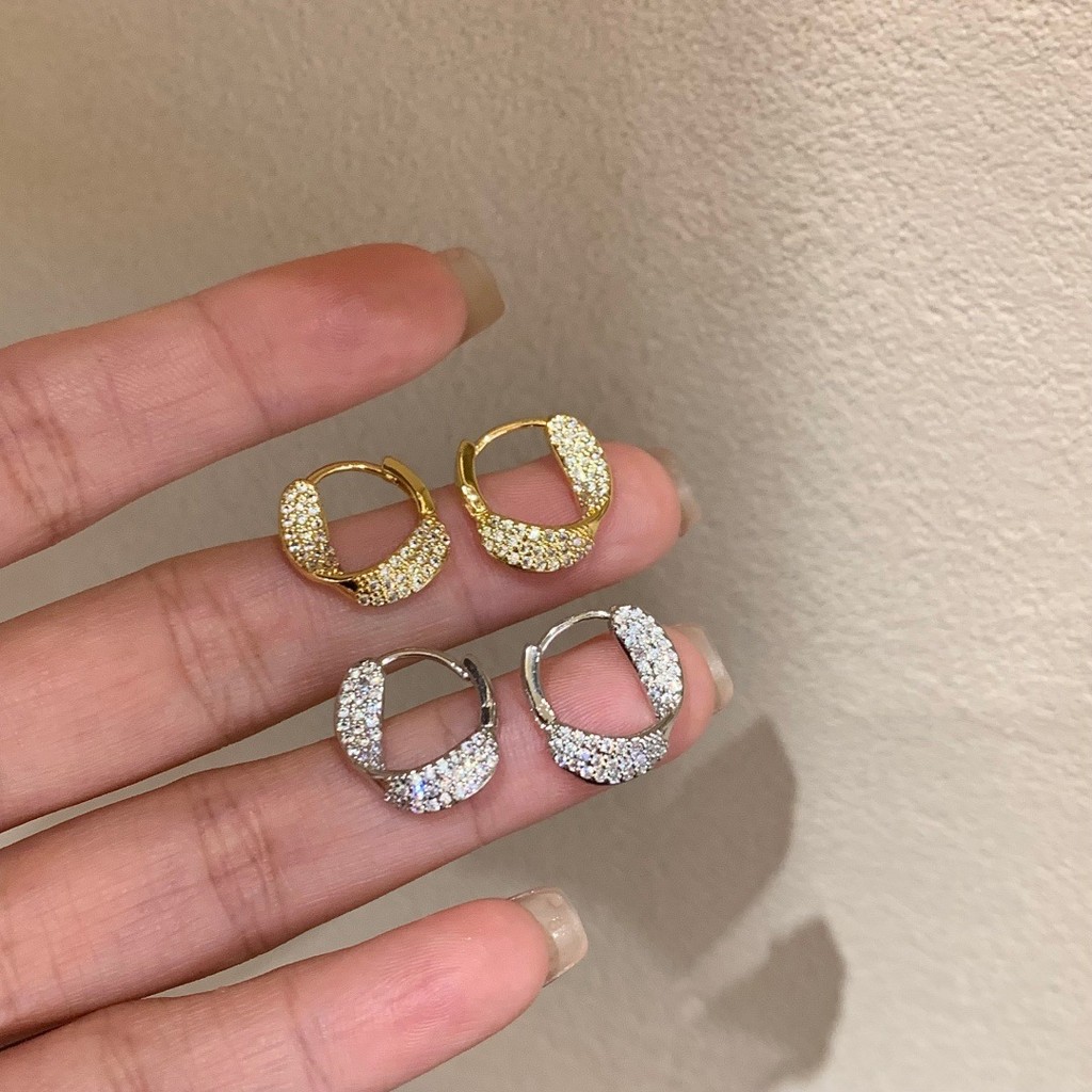 Coreano simples All-Match High-End brincos de diamante Commuter temperamento atmosférico brincos luz luxo brincos femini
