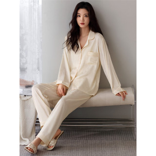 2026 novo estilo pijamas senhoras primavera outono gelo seda Loungewear luz luxo High-End sentimento tamanho grande pode