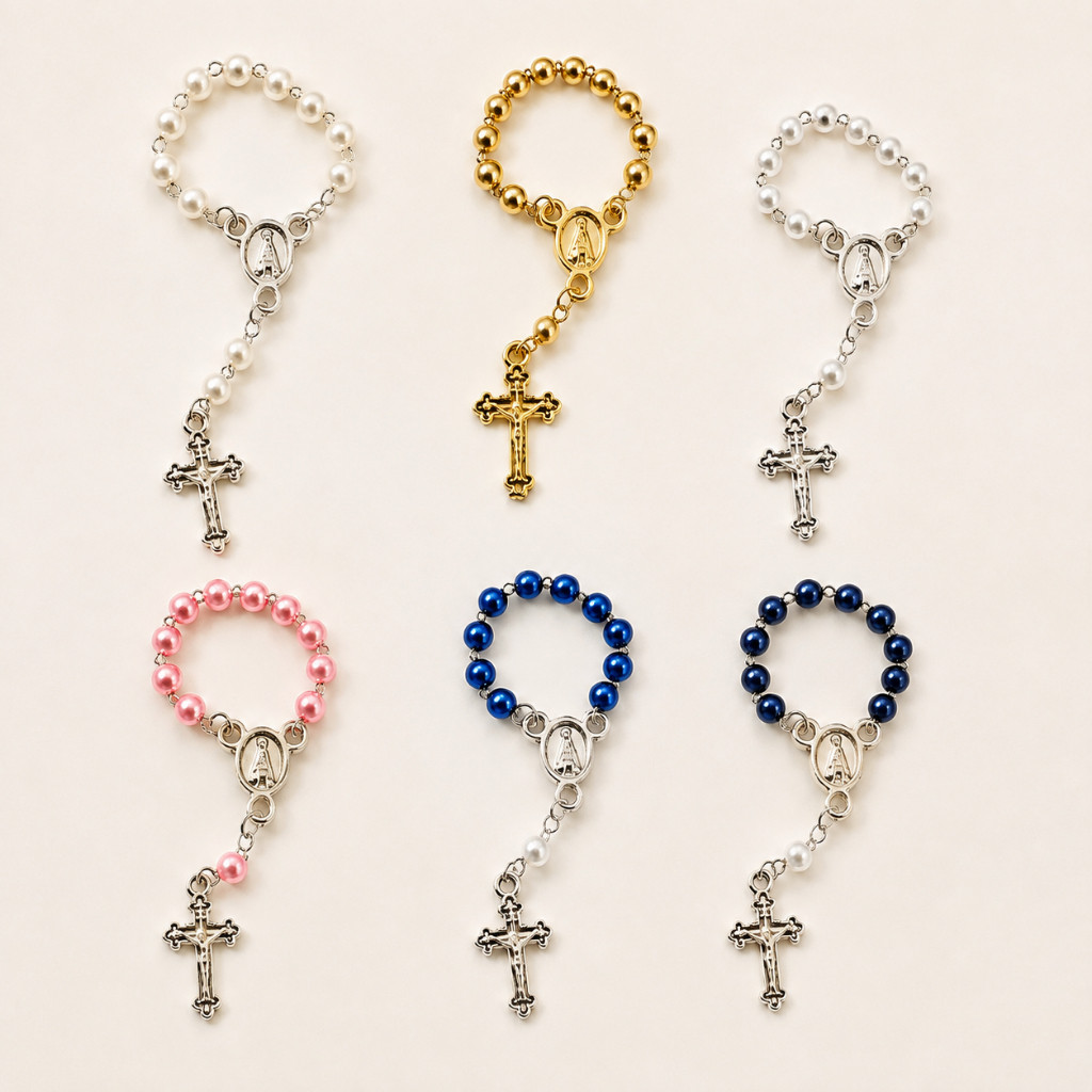 Kit 10 Mini Terços 5mm Crisma – Essências da Fé | Lembrancinha Religiosa | Escolha Sua Cor ou Kit Variado