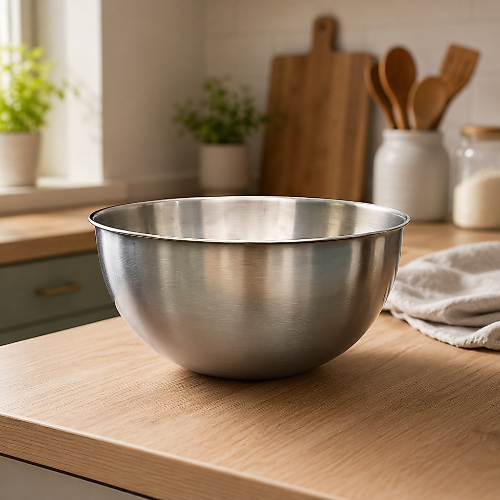 Bowl Inox 26cm 3,3L Fundo Confeitaria Massa Bolo Pão Saladeira Cozinha Profissional Casa