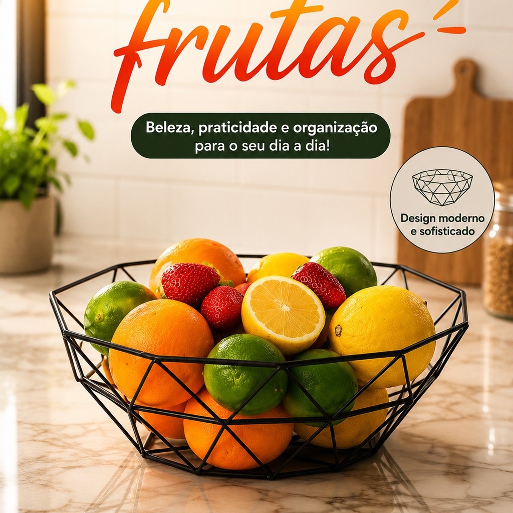 Cesto para Frutas Pães Legumes Aramada Fruteira de Mesa Decorativo Multiuso Organizador de Mesa Porta Pão