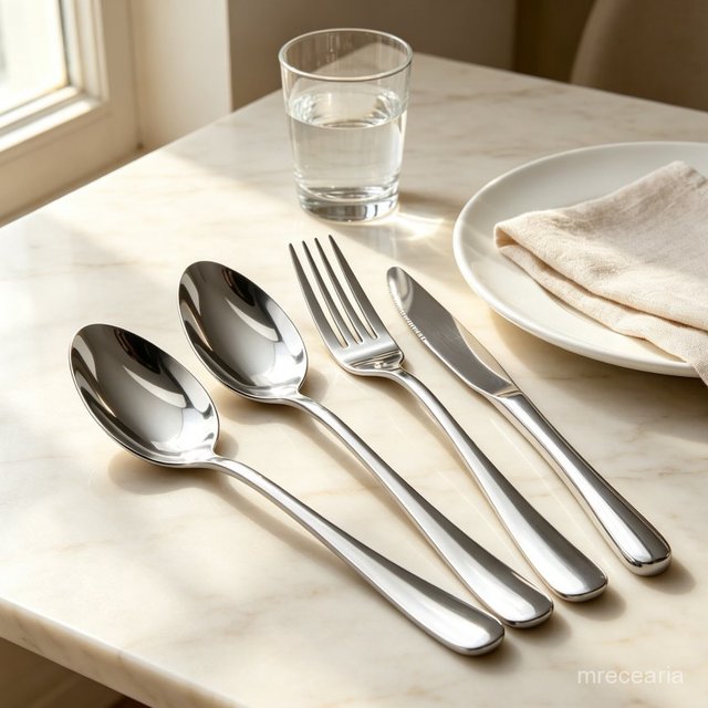18 Pcs Talheres Garfo Faca Colher Acabamento Prateado Visual Elegante Para Mesa De Jantar Residencial E Restaurante