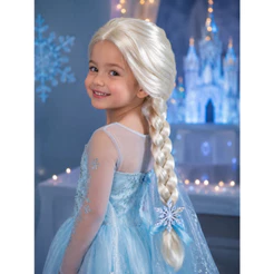 Peruca Branca Elsa Frozen Infantil Trançada Para Fantasia