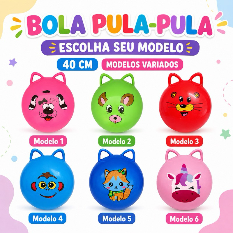 🔥🔥 Bola Pula-Pula Infantil Inflável Upa-Upa 40 cm com Alça e Selo Inmetro – Menino e Menina
