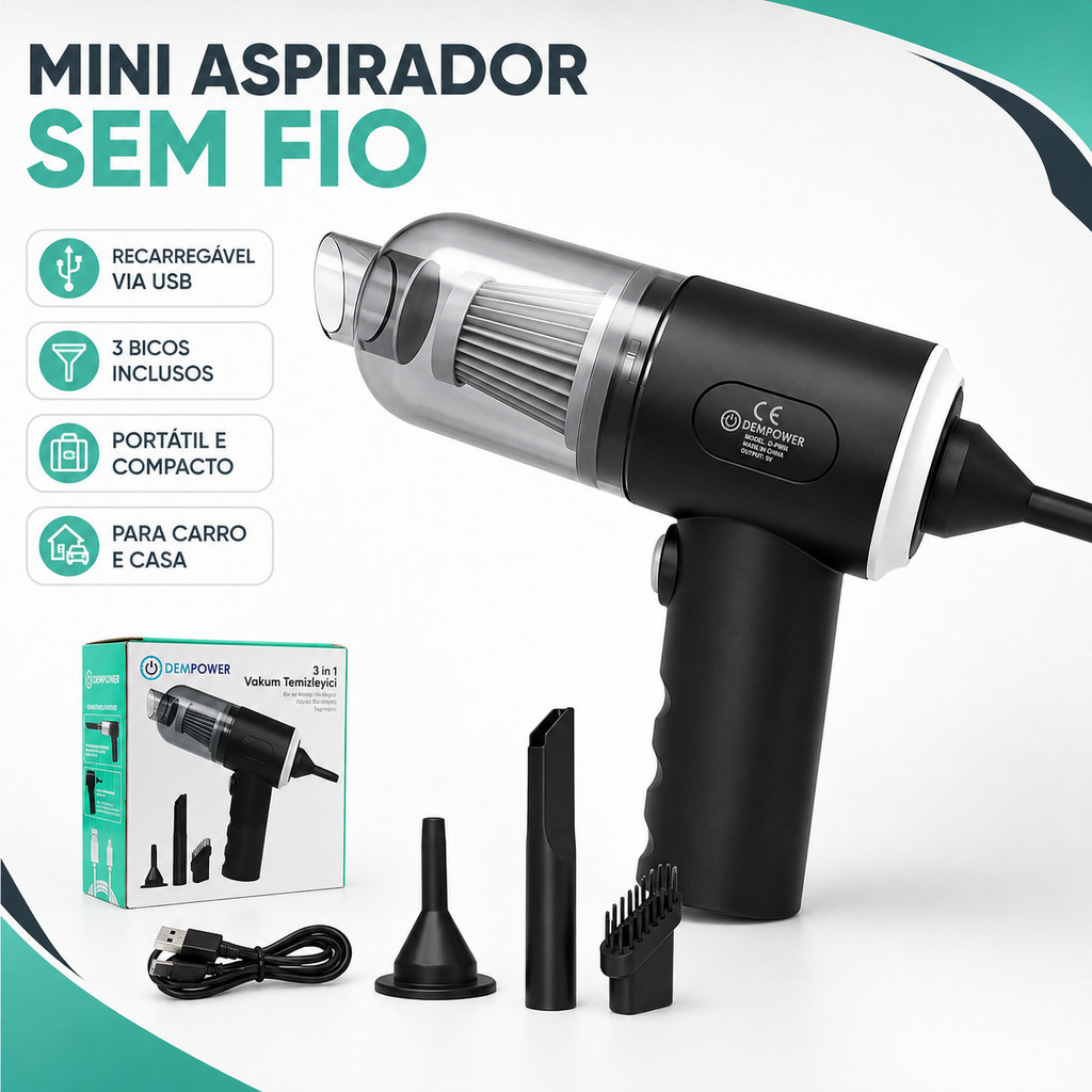 Mini Aspirador de Pó Portátil Sem Fio Recarregável Aspirador de Mão para Carro Sofá Teclado Casa Compacto