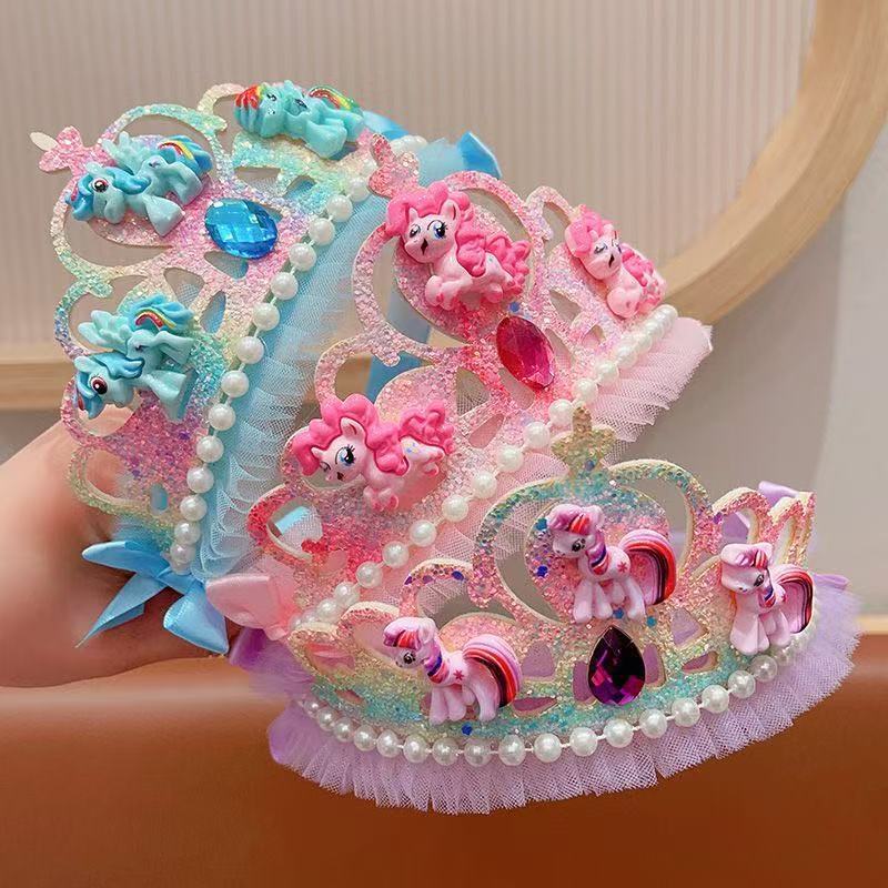 Tiara de Princesa My Little Pony para Crianças 2025, Acessório de Cabelo em Tule, Tiara para Pentear o Cabelo HVEQ