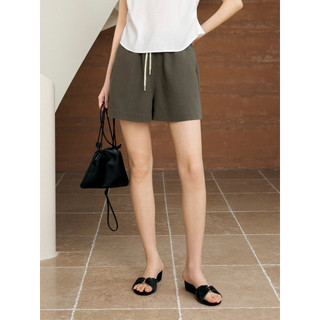 CLMX Retro Lyocell Linho Casual Cordão Lace-Up Shorts Mulheres Verão Commuter Simples Solto Calças Retas
