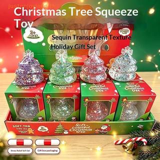 { JJTH } Brinquedo Portátil De Maltese Para Apertar Natal , Lantejoulas Transparentes , Padrão De Árvore De Papai Noel ,