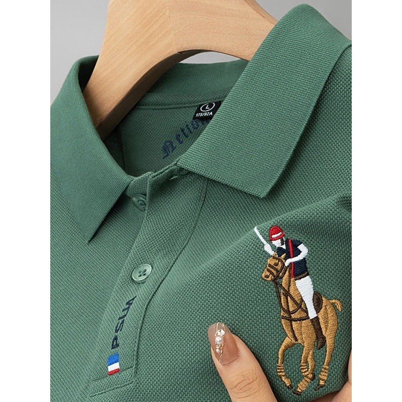 Camiseta masculina de manga curta roupas de verão bordado lapela pai roupas masculinas camisa Polo masculina de meia-ida