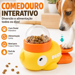 Dispensador De Ração Pato Brinquedo Interativo Alimentador Tigela Lenta Para Cães e Gatos Petiscos