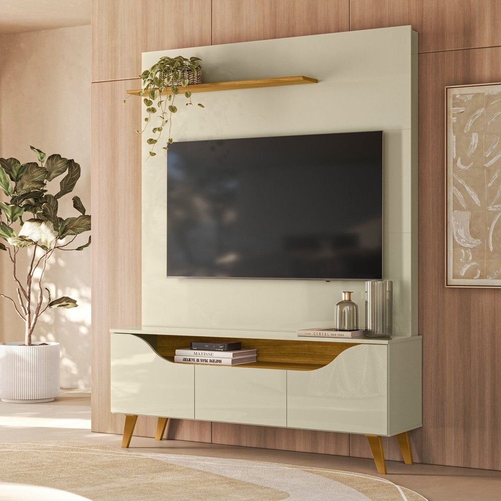 Estante para TV até 55 Polegadas 136CMX183CM 3 Portas Polo Cumaru/Opala