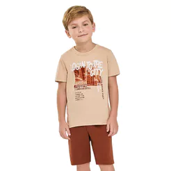 Conjunto Infantil Menino Estampa Urbana Elian Bege