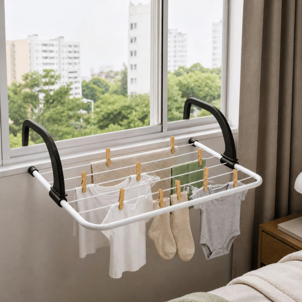 Varal Portatil Para Apartamento Secador De Roupas Pratico e Retratil Para Janela e Parede - Kaziva — imagem 2 de 2